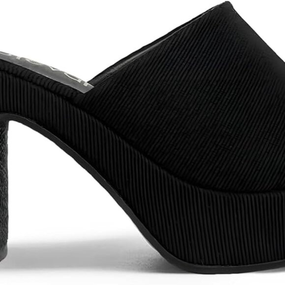 Women's Square Toe Heels Chunky Comfort High Heeled Slip On Sandals - Picture 4 of 6